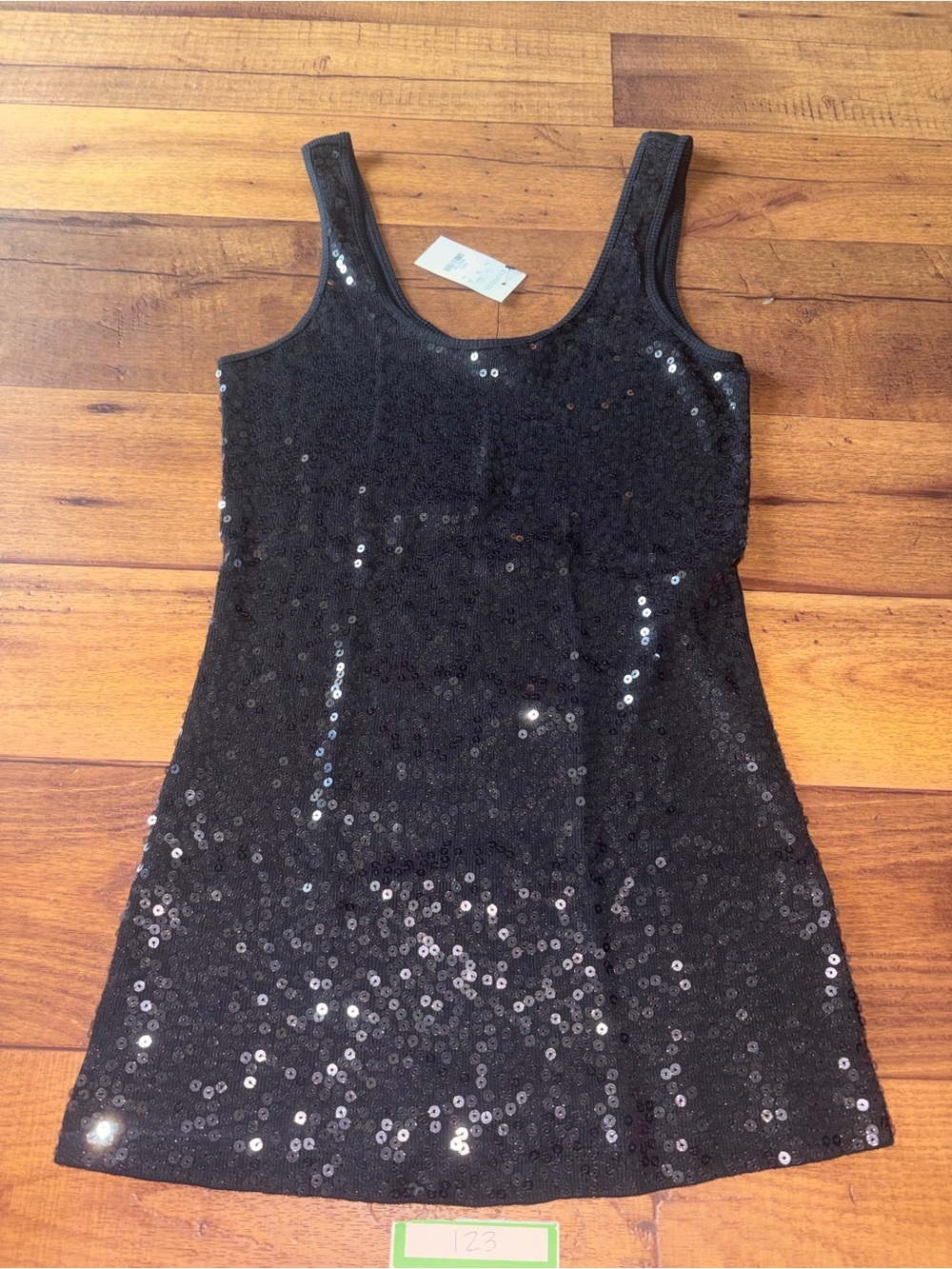 NWT Express Black Sequin Scoop Neck Tank Top Tunic - Size Small